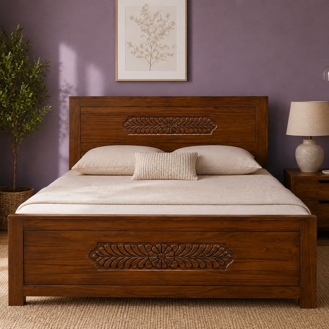 Sasya Carved Storage Bed